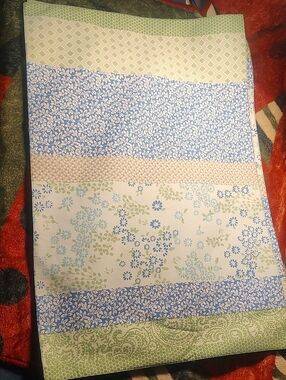 Martha Stewart Blue and Green Floral Patchwork Set Of 2
